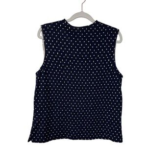 St John Women Knit Embellished Sleeveless Crew neck Top S/M Navy Classic Staple